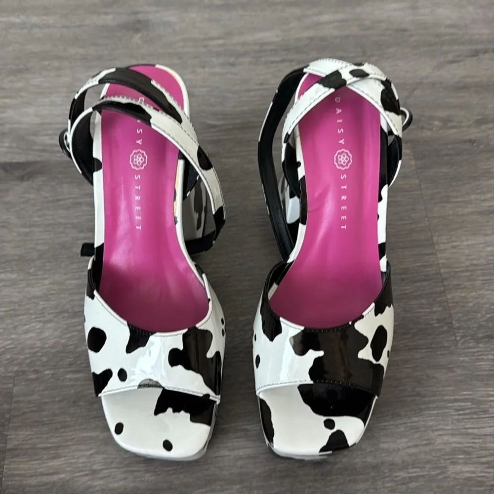 Cow Print Platform Sandals